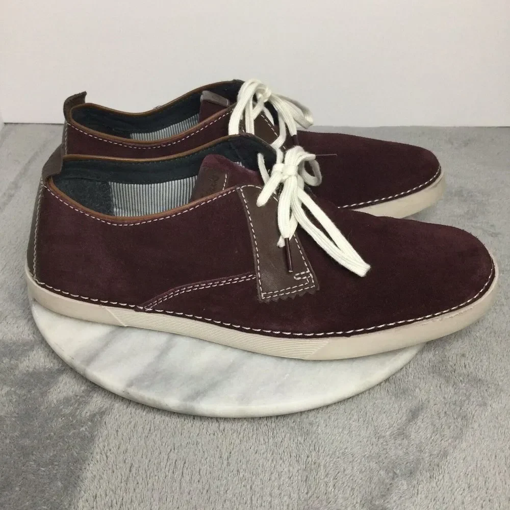 Clarks‎ Weaver 26068077 Mens Burgundy Suede Lace Ups Casual Shoes - Picture 6 of 10